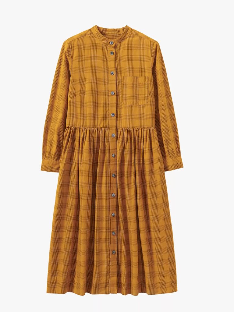 Toast Chalkboard Cotton Shirt Dress, Ochre/Slate